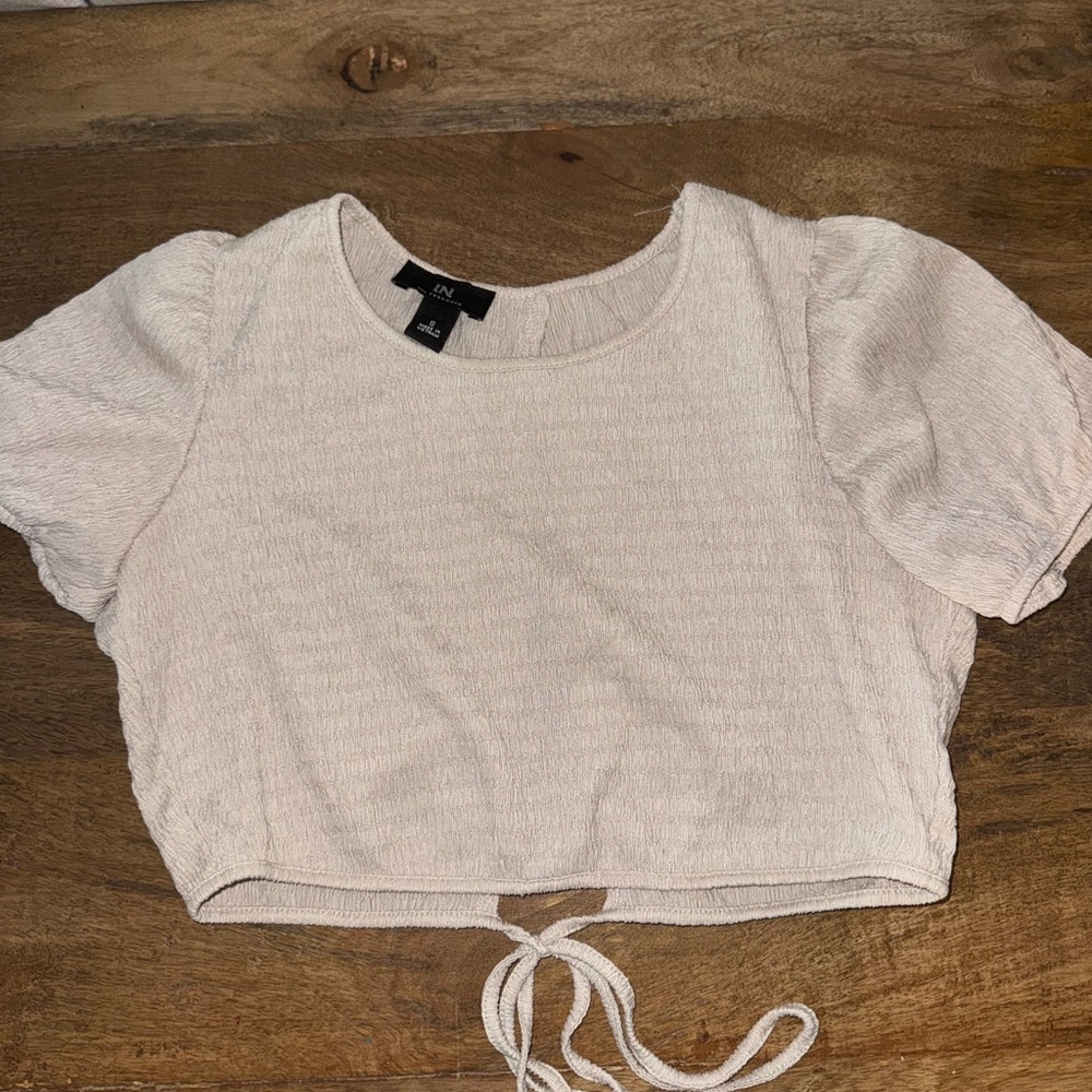 Cream Puff Sleeve Crop Top